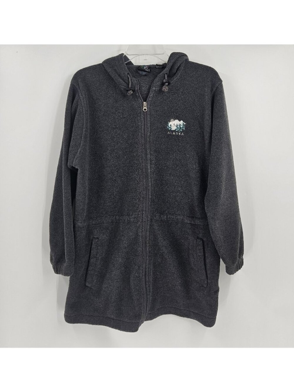 Alaska Polar Fleece Zip Up Hoodie Women’s L Gray Soft Jacket Travel Souvenir